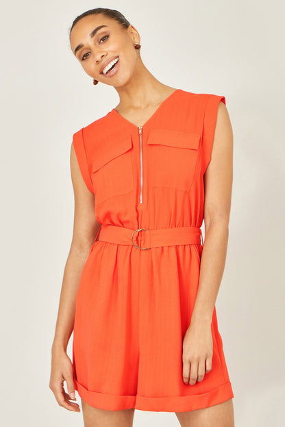 Yumi Orange Utility Style Playsuit