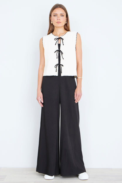 Yumi Black Wide Leg Palazzo Trousers
