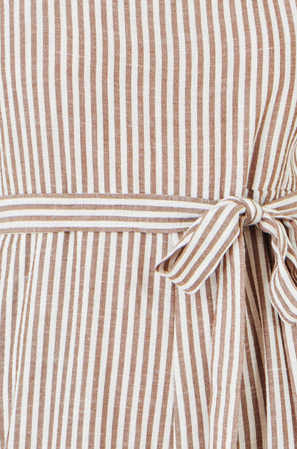 Yumi Brown Stripe Strappy Jumpsuit