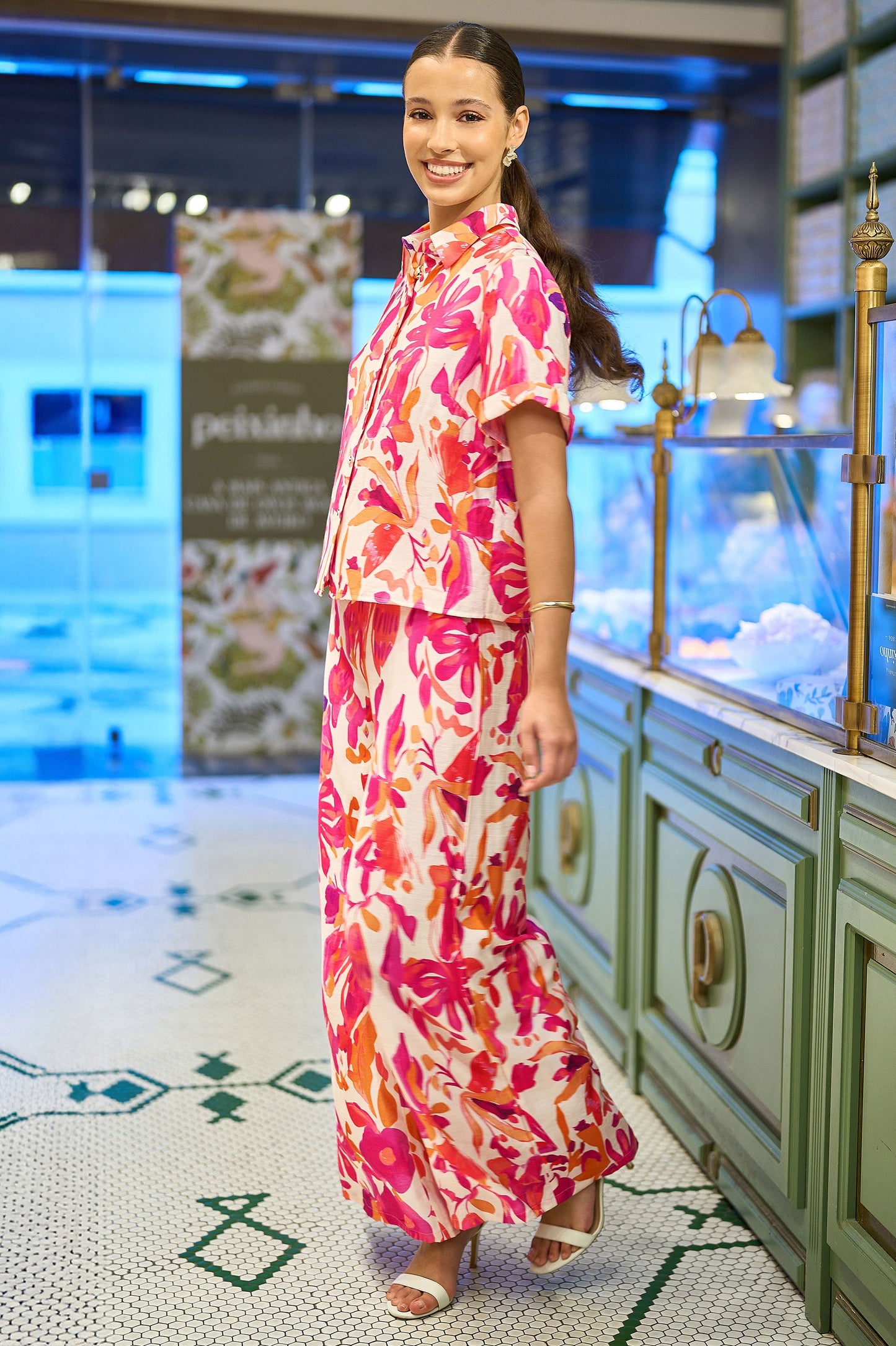 Yumi Pink Abstract Floral Shirt