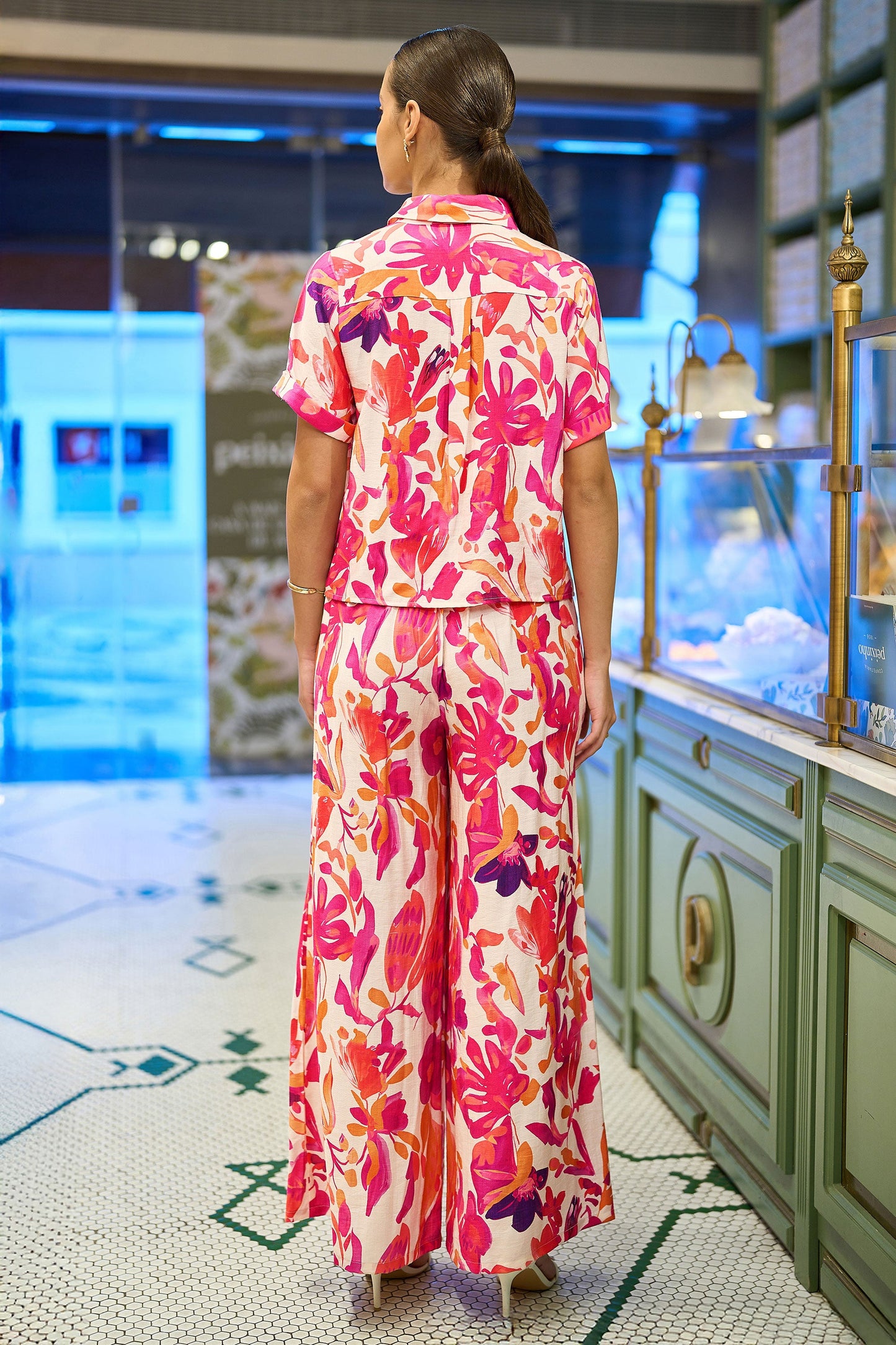 Yumi Pink Abstract Floral Shirt