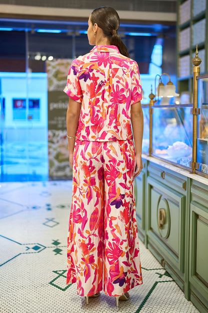 Yumi Pink Abstract Floral Shirt