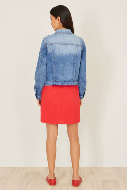 Yumi Blue Stretch Washed Denim Jacket