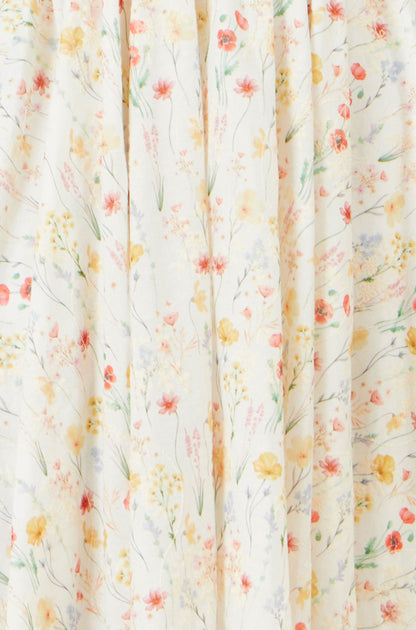 Yumi White Botanical Embroidery Fabric Handkerchief Hem Dress