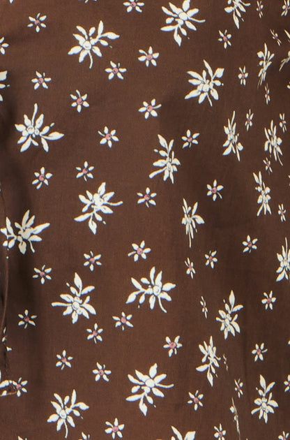 Yumi Brown Cotton Daisy Print Waistcoat Top