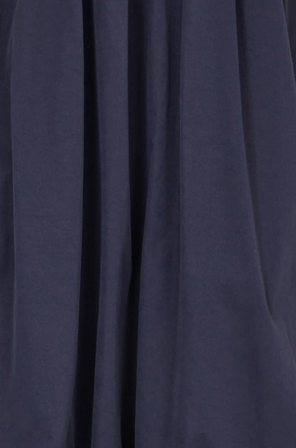 Yumi Navy Satin Bubble Hem Midi Skirt