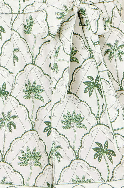 Yumi White Palm Print Cotton Playsuit