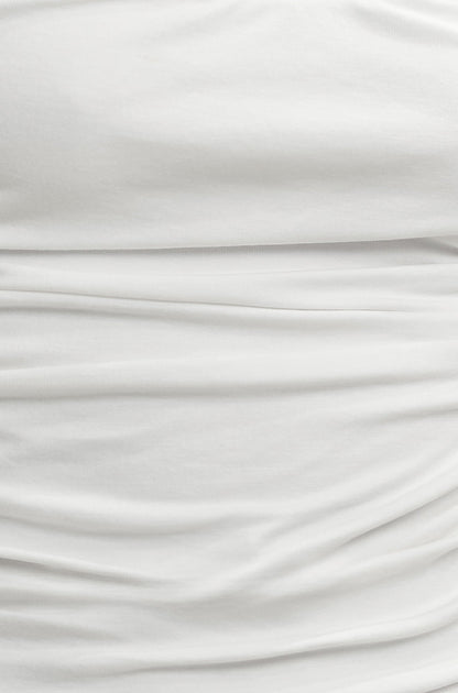 Yumi White Cotton Ruched Vest Top