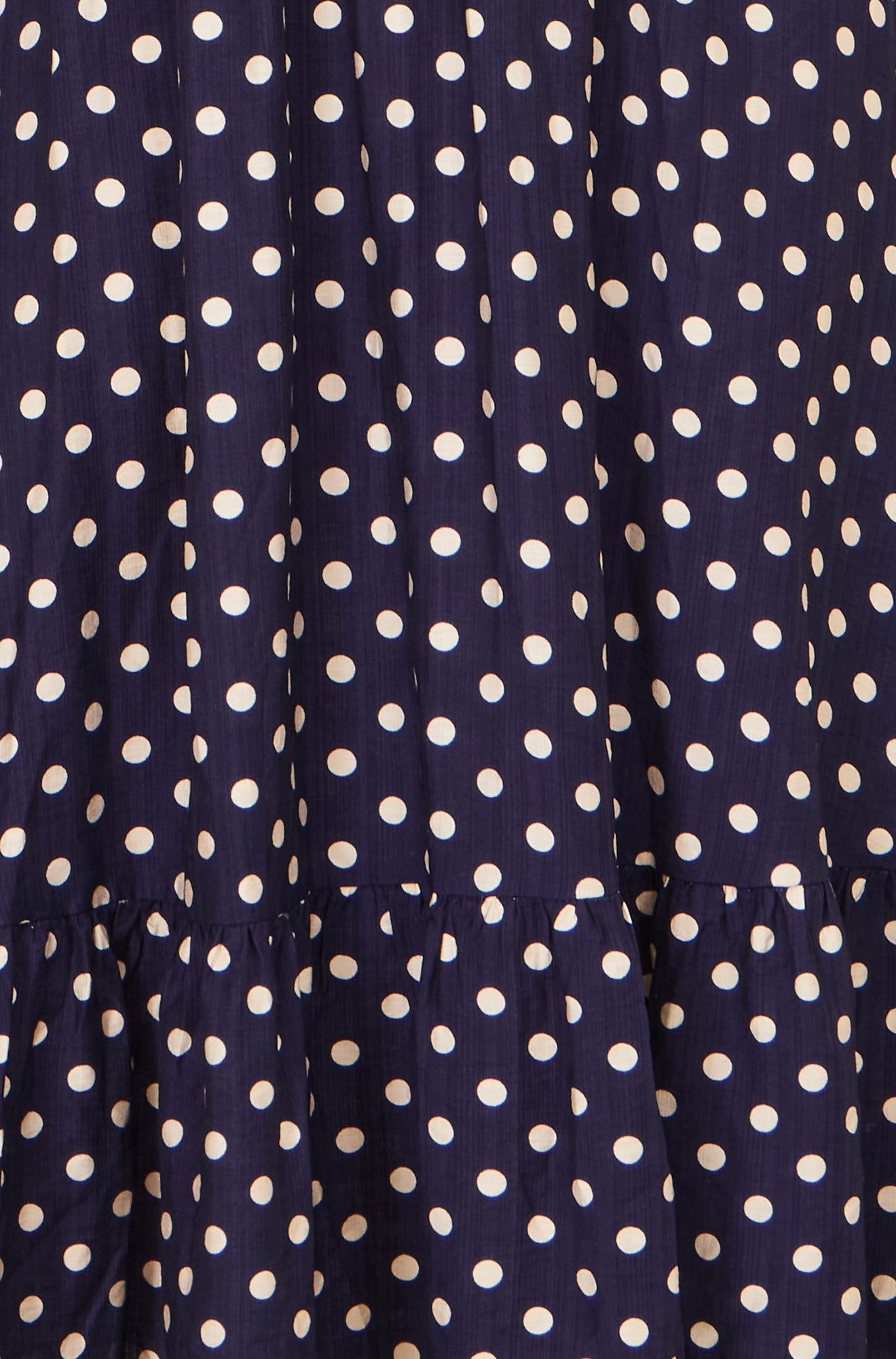 Yumi Navy Spot Ruched Waist Midi Dress