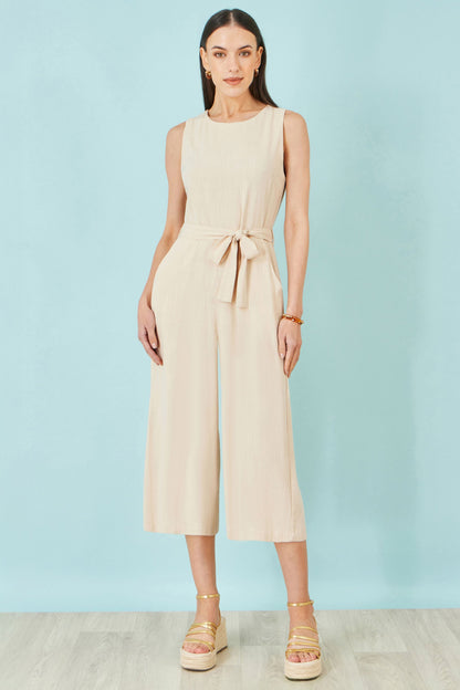 Yumi Beige Viscose Culotte Jumpsuit