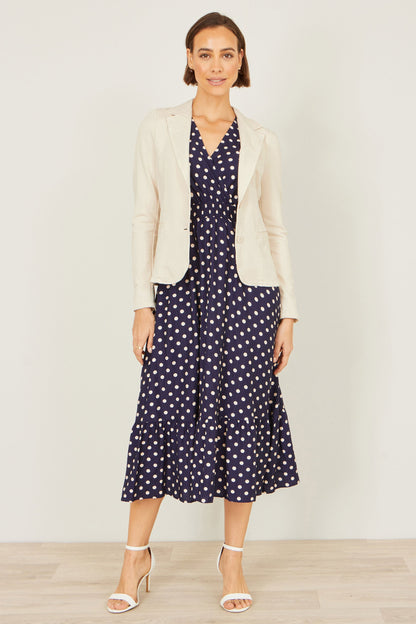 Yumi Beige Stretch Cotton Blazer