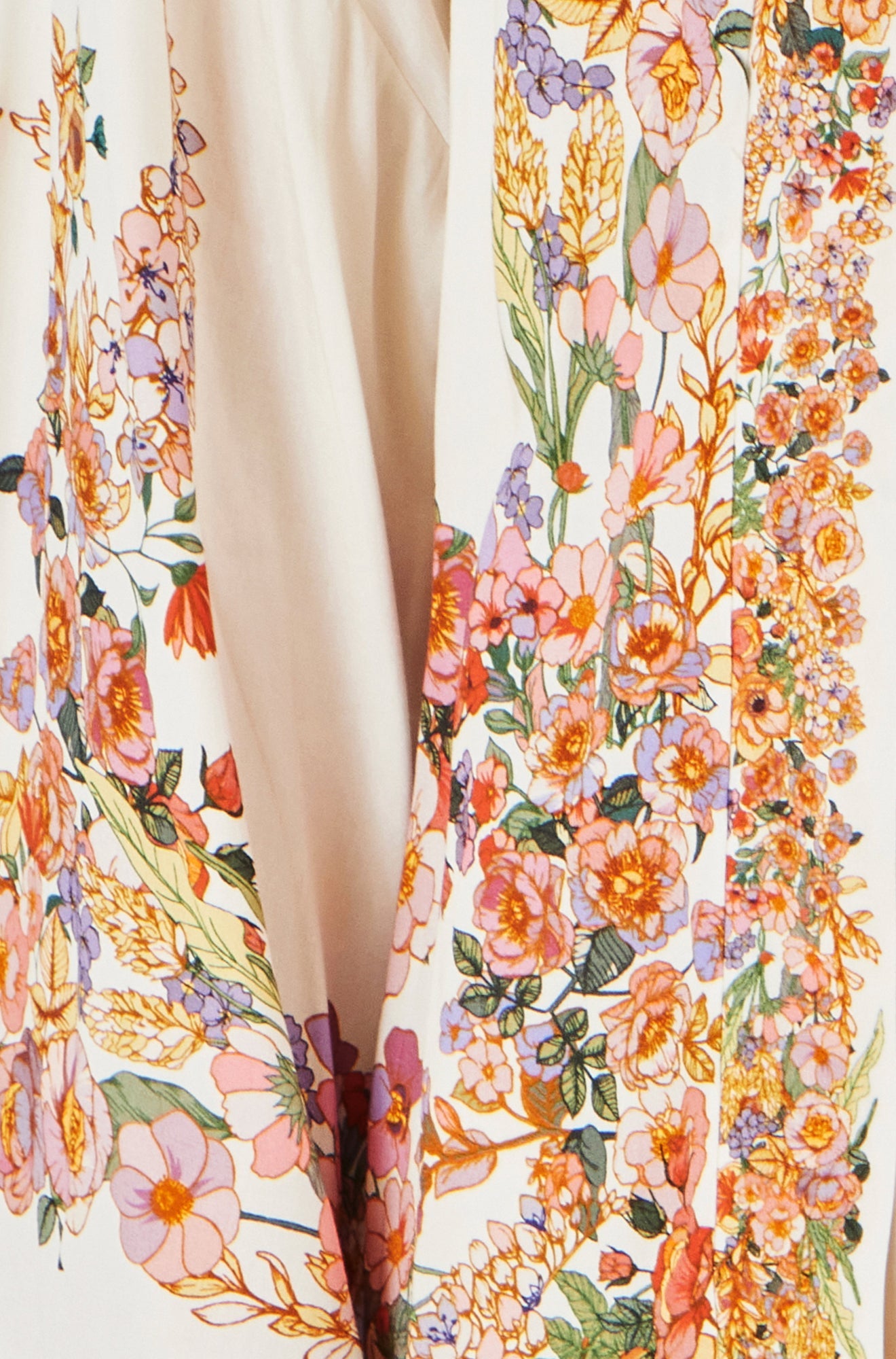 Yumi Ivory Viscose Floral Border Kimono With Tie Belt