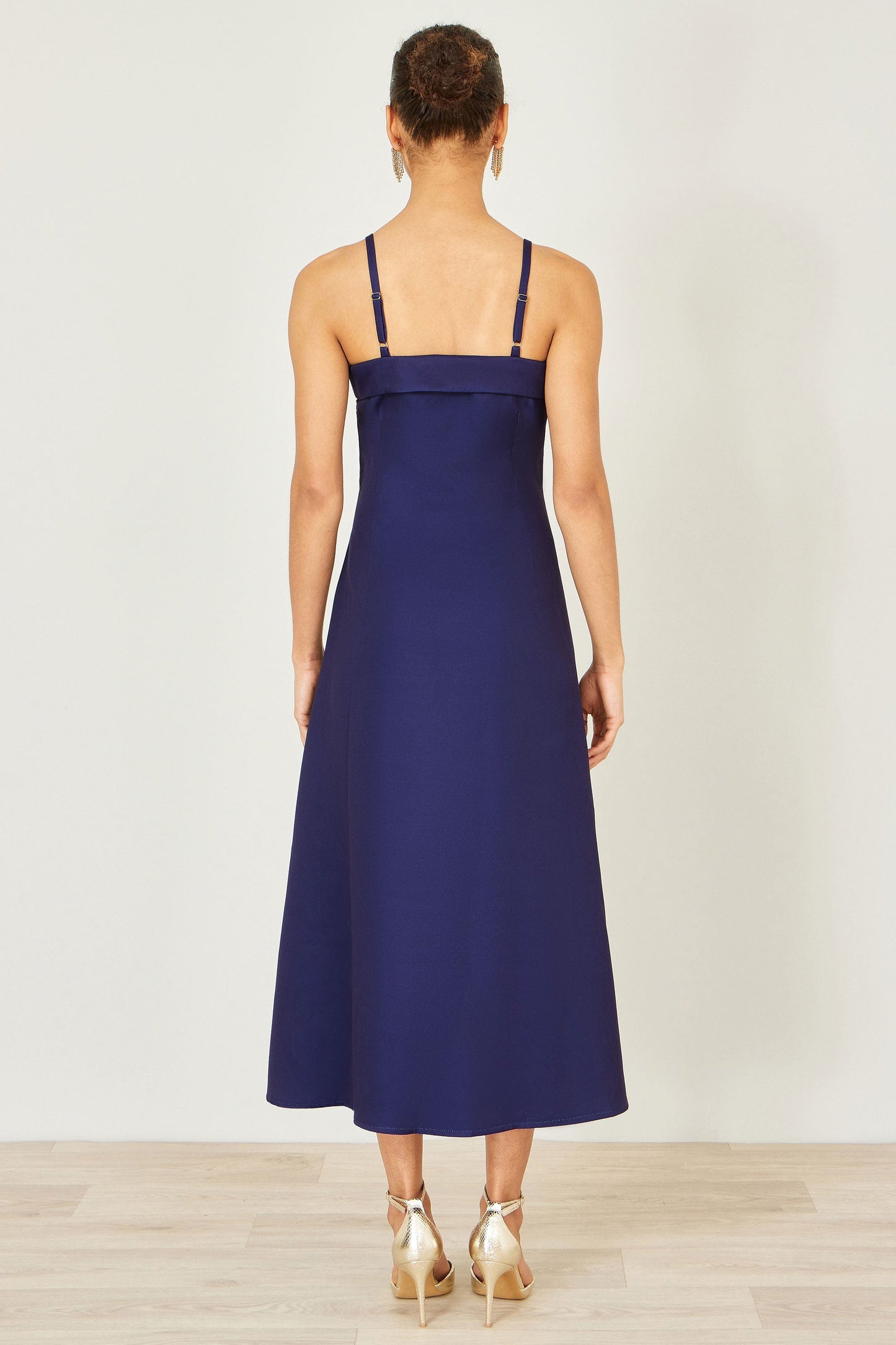 Yumi Navy Pansy Strappy Midi Dress