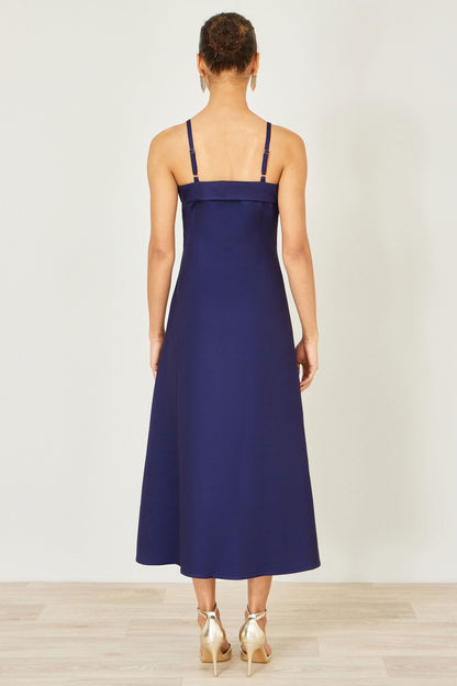 Yumi Navy Pansy Strappy Midi Dress