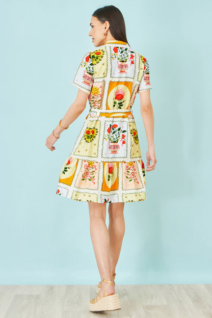 Yumi Multicolour Sun Patchwork Print Shirt Dress