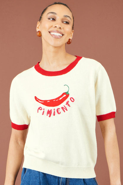 Yumi Ivory Chilli Cotton Knitted Top