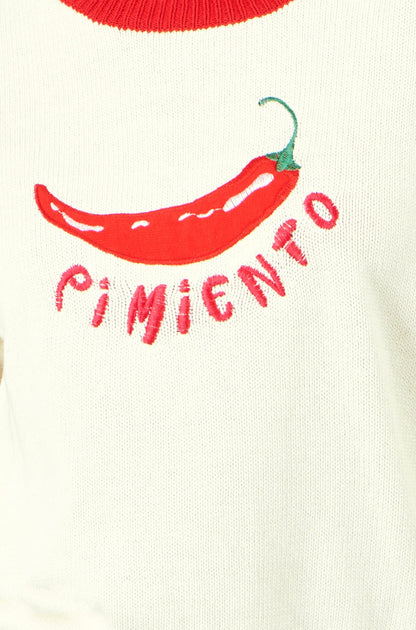 Yumi Ivory Chilli Cotton Knitted Top