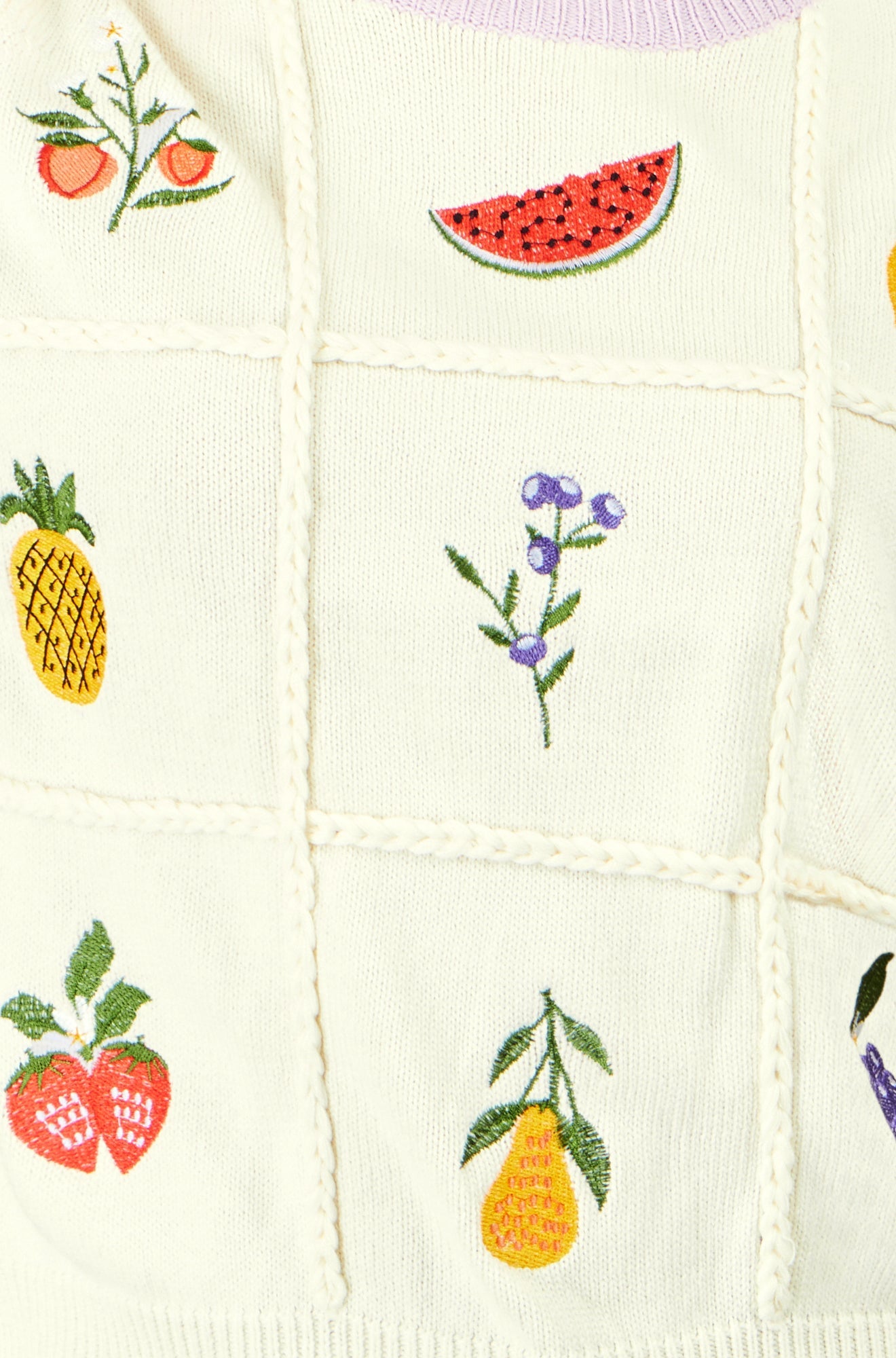 Yumi Ivory Fruit Cotton Knitted Top