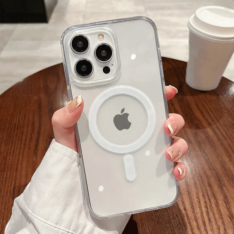 For Magesafe Magnetic Transparent Wireless Charge Case For iPhone 11 12 13 14 15 16 17