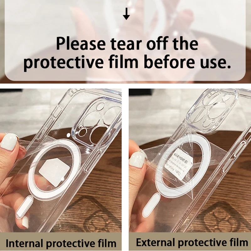 For Magesafe Magnetic Transparent Wireless Charge Case For iPhone 11 12 13 14 15 16 17