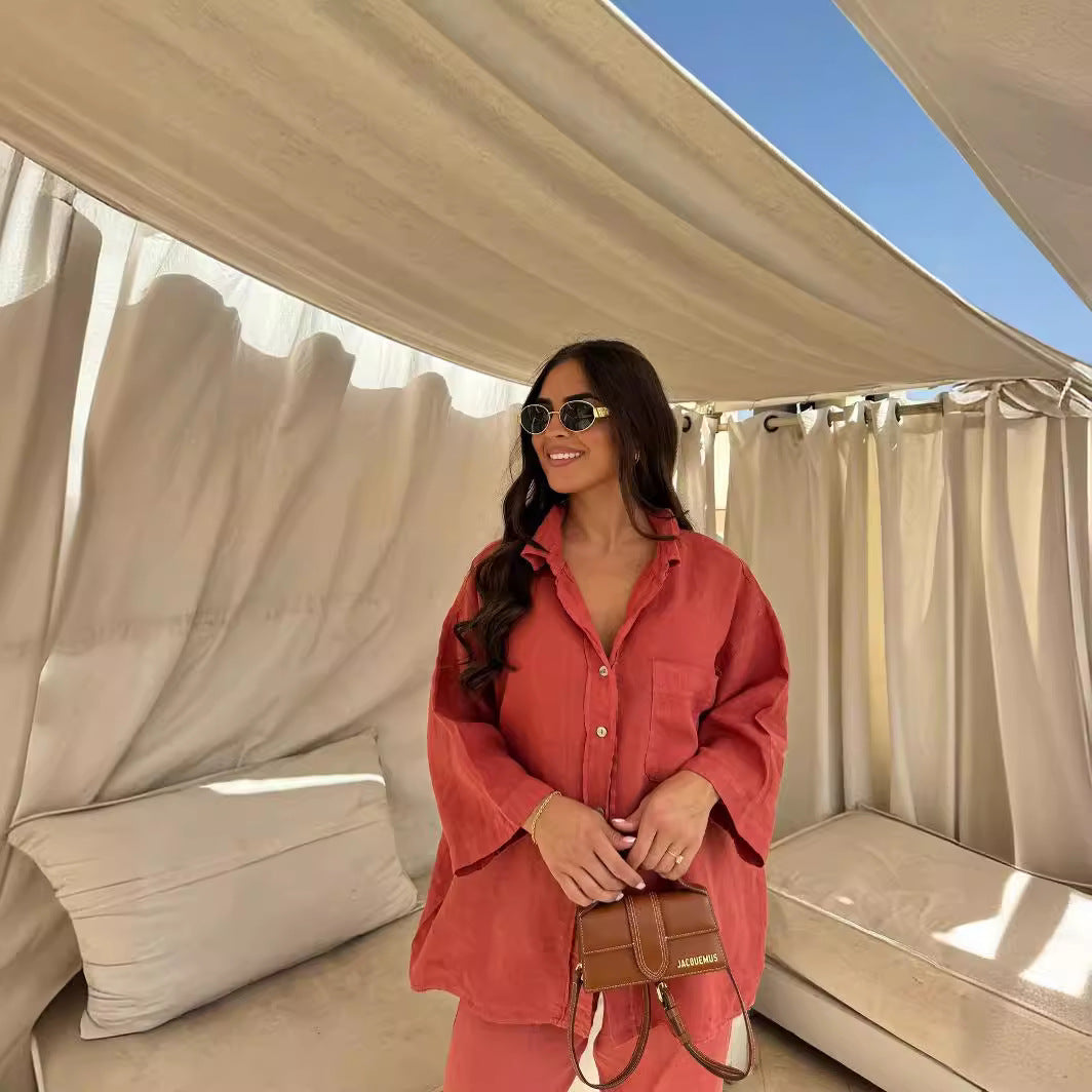 Women’s Relaxed Shirt & Wide-Leg Trouser Set