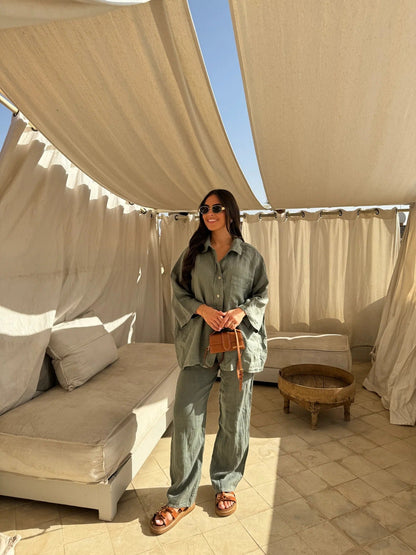 Women’s Relaxed Shirt & Wide-Leg Trouser Set