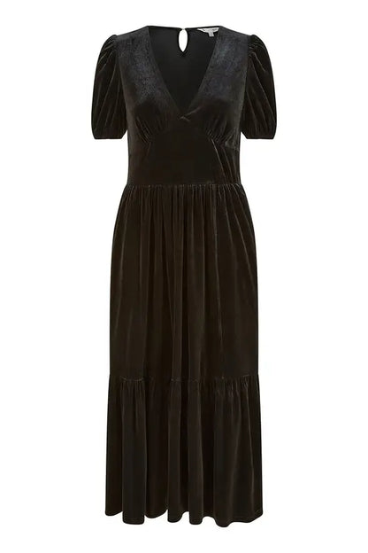 Yumi Black Velvet Midi Dress
