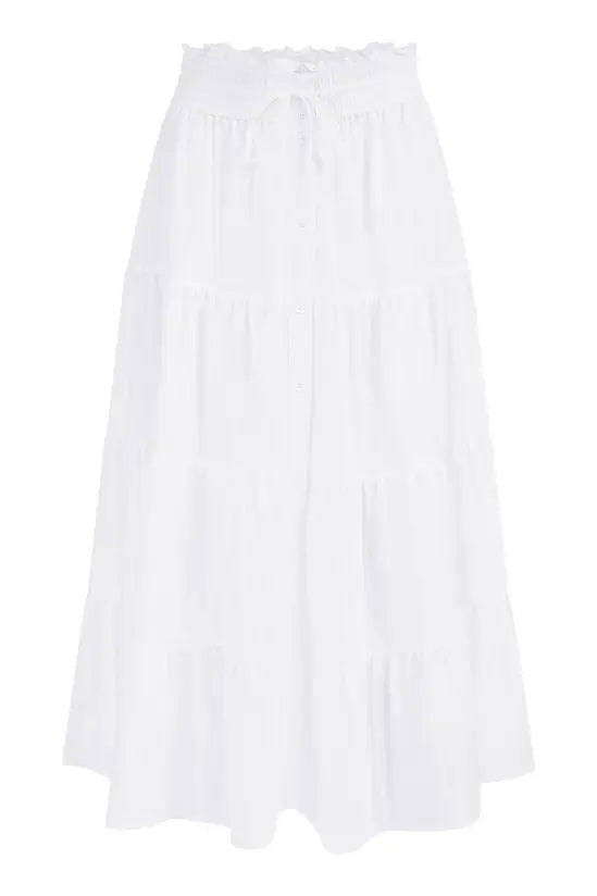 Yumi White Midi Boho Skirt