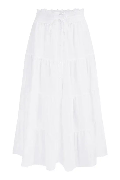 Yumi White Midi Boho Skirt