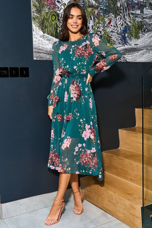 Women’s Yumi Urban Touch Green Floral Print Dress