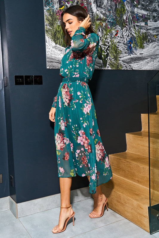 Women’s Yumi Urban Touch Green Floral Print Dress