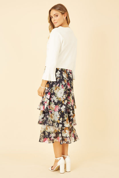 Yumi Ivory Cropped Cardigan With Bell Sleeves